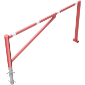 Swing barrier | for casting in concrete, hot-dip galvanized and red coated with white reflecting rings | clear width: 2500 mm | for padlock